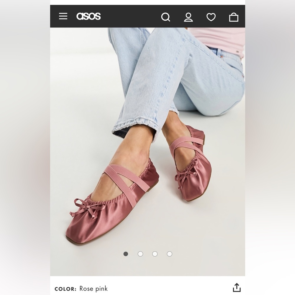 ASOS Rose Pink and Black Satin Ballet slippers - sold as a bundle